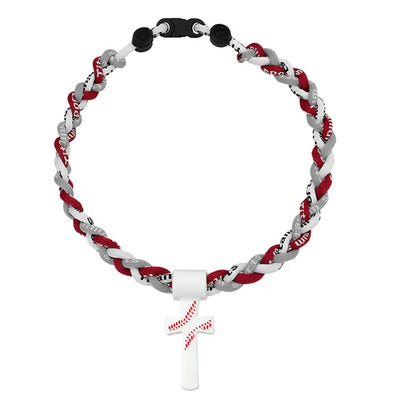 ✝️⚾Triple-Rope Tornado Baseball Necklace – Cross Charm Pendant with "I CAN DO ALL THINGS PHL4:13"