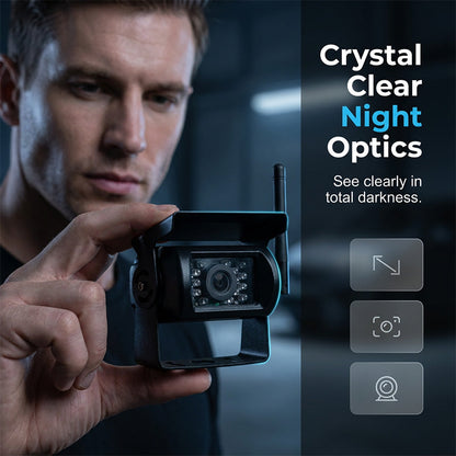 7″ Wireless Backup Camera System – Stable 2.4G signal, 12V‑24V. Perfect for trucks & RVs. 🛡️✨