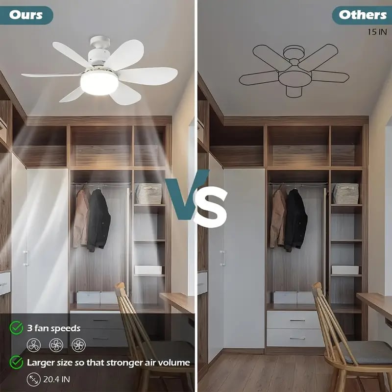 🔥2-IN-1 PORTABLE CEILING FAN & LIGHT with Remote Control