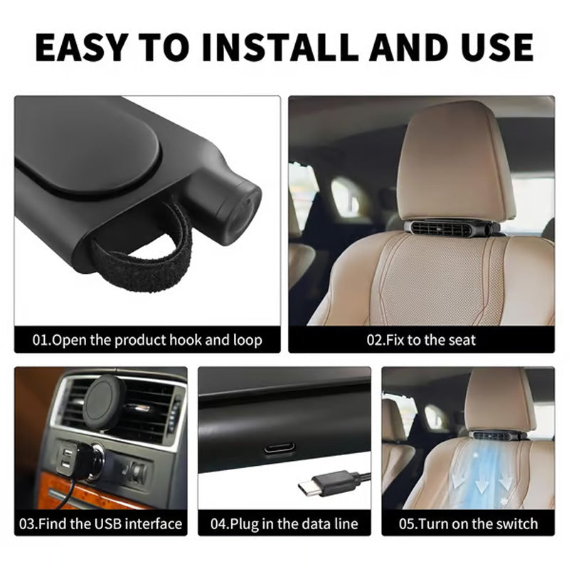 Car Headrest Cooling Fan with 3 Speeds