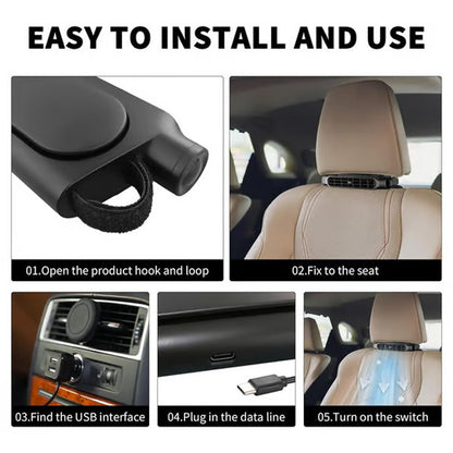 Car Headrest Cooling Fan with 3 Speeds