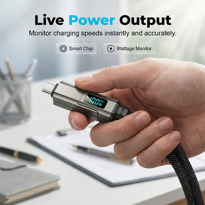 🔥HOT SALE 50% OFF🔥🔌 4-in-1 charging cable with digital display & key ring – fast charging, kink-resistant & compact