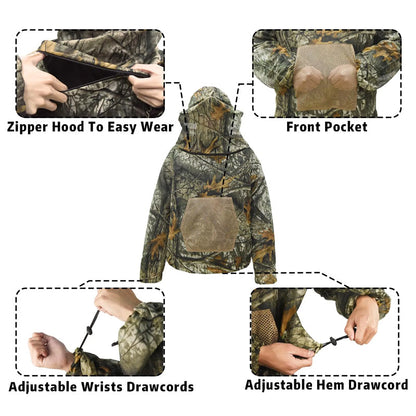 🦟 LIMITED-TIME 50% OFF! ✨ Lightweight Full-Coverage Mosquito Suit with Hood & Face Panel – Breathable, Camo, Bug-Proof 🪵