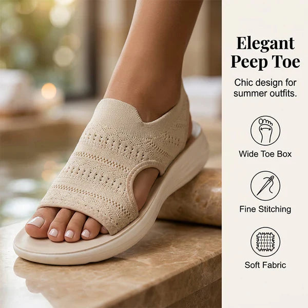 👡49% OFF NOW ! 💐 Women's Breathable Knit Platform Sandals – Air-permeable knit upper, cushioned sole & lightweight comfy summer footwear ✨