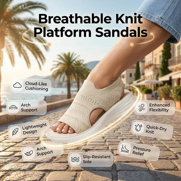 👡49% OFF NOW ! 💐 Women's Breathable Knit Platform Sandals – Air-permeable knit upper, cushioned sole & lightweight comfy summer footwear ✨