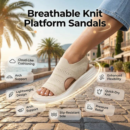 👡49% OFF NOW ! 💐 Women's Breathable Knit Platform Sandals – Air-permeable knit upper, cushioned sole & lightweight comfy summer footwear ✨