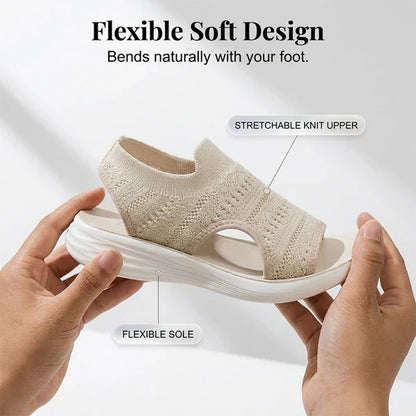 👡49% OFF NOW ! 💐 Women's Breathable Knit Platform Sandals – Air-permeable knit upper, cushioned sole & lightweight comfy summer footwear ✨