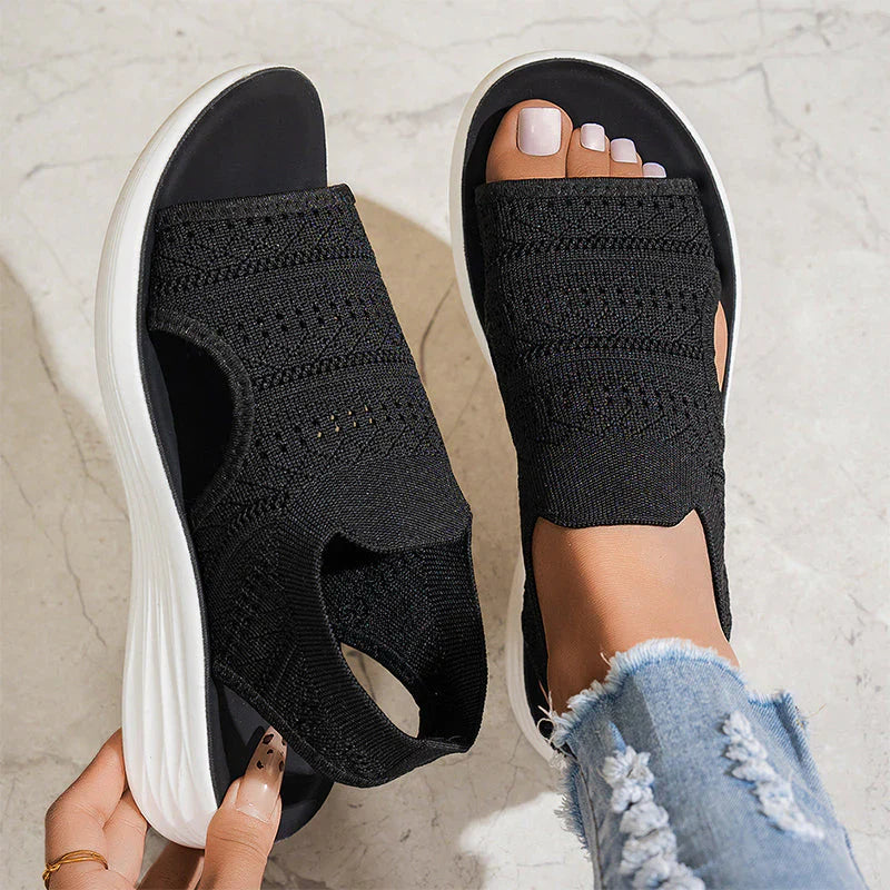 👡49% OFF NOW ! 💐 Women's Breathable Knit Platform Sandals – Air-permeable knit upper, cushioned sole & lightweight comfy summer footwear ✨