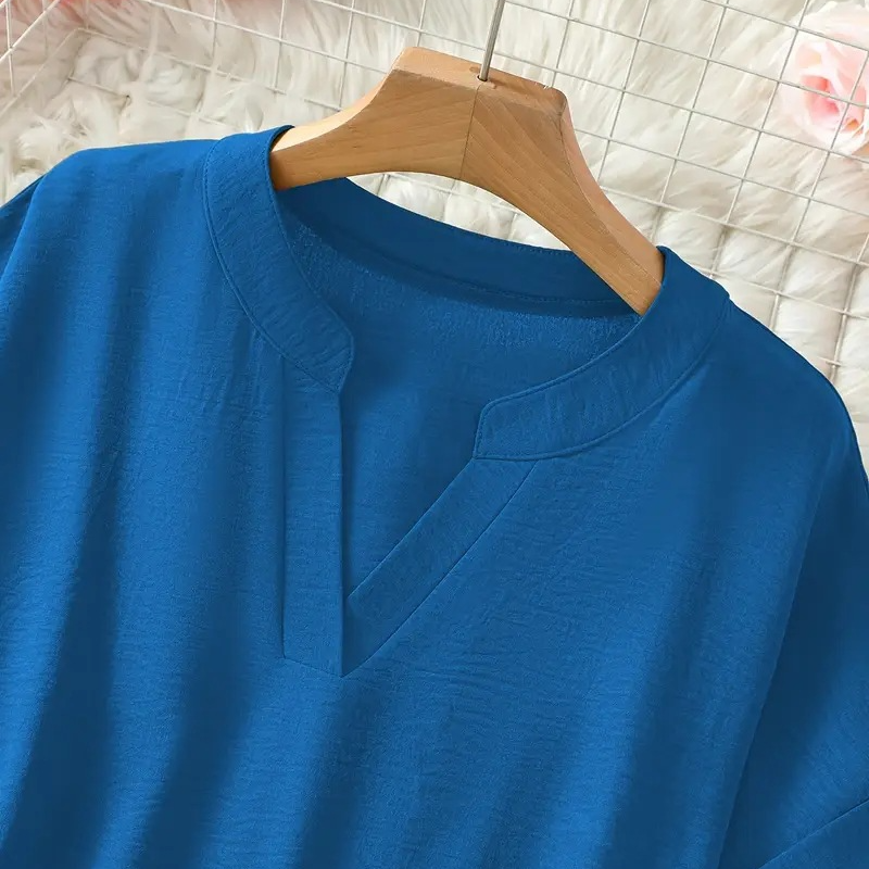 Fashion Loose Solid Color Short Sleeve Top